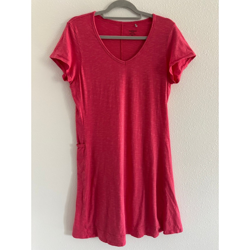 Toad & Co Dress Womens Large Pink‎ Minimalist Stretch Organic Sustainable Travel